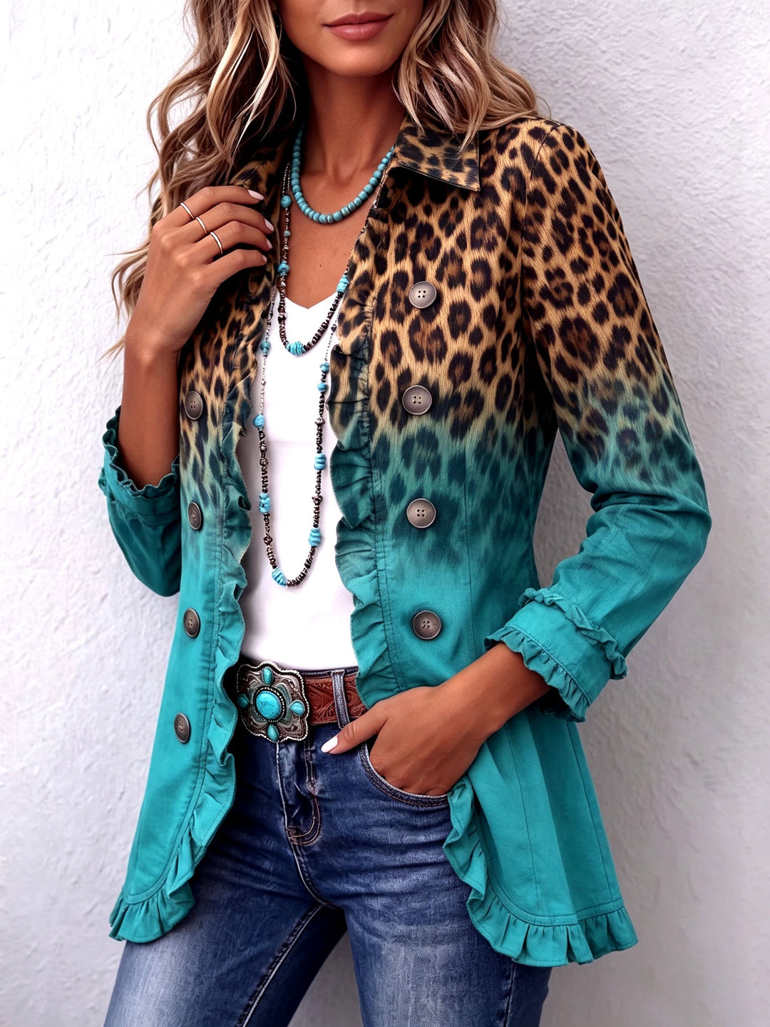 Cassandre | Lion-Tone Gradient Blazer with Ruffles