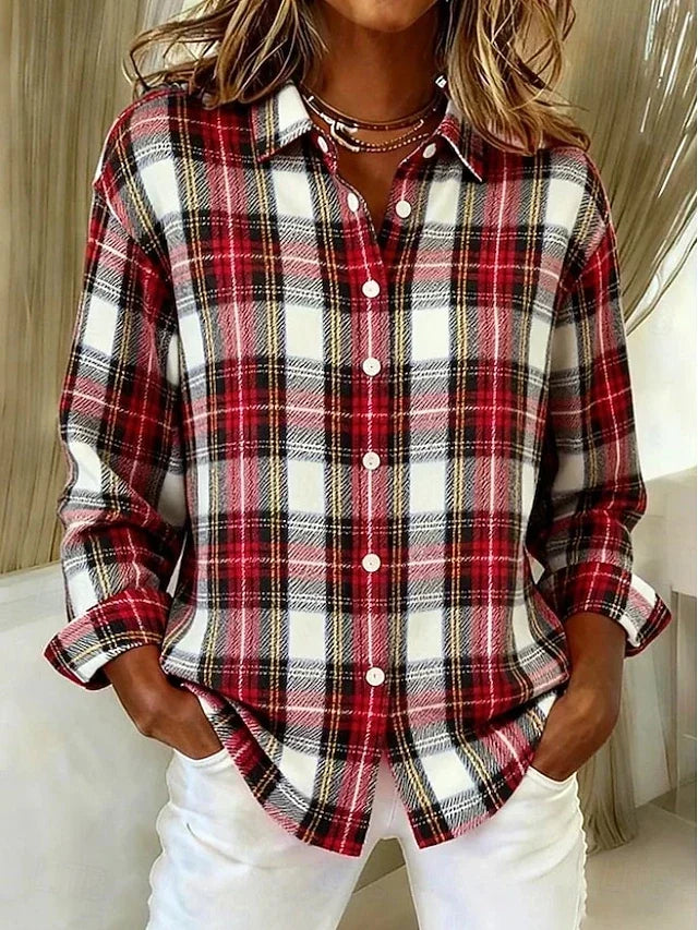 Janna | Check Button-Up Blouse