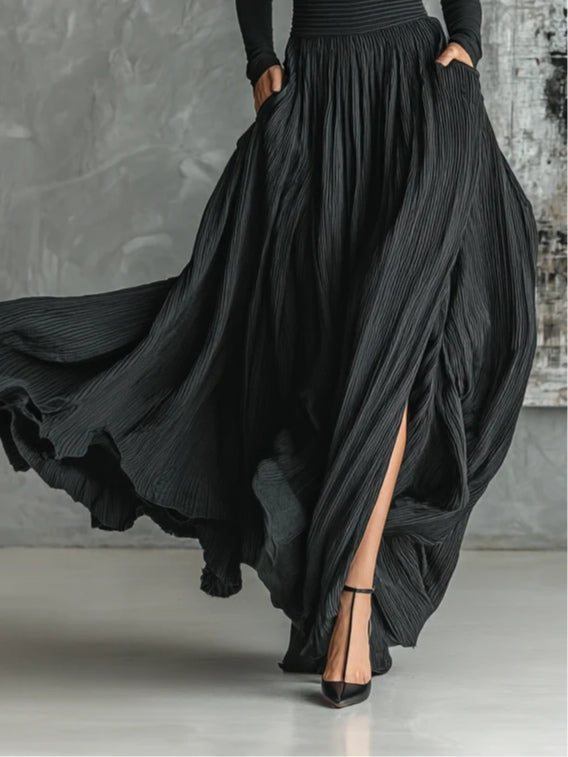 Prudence | Pleated Skirt and Black Roll-Neck Set
