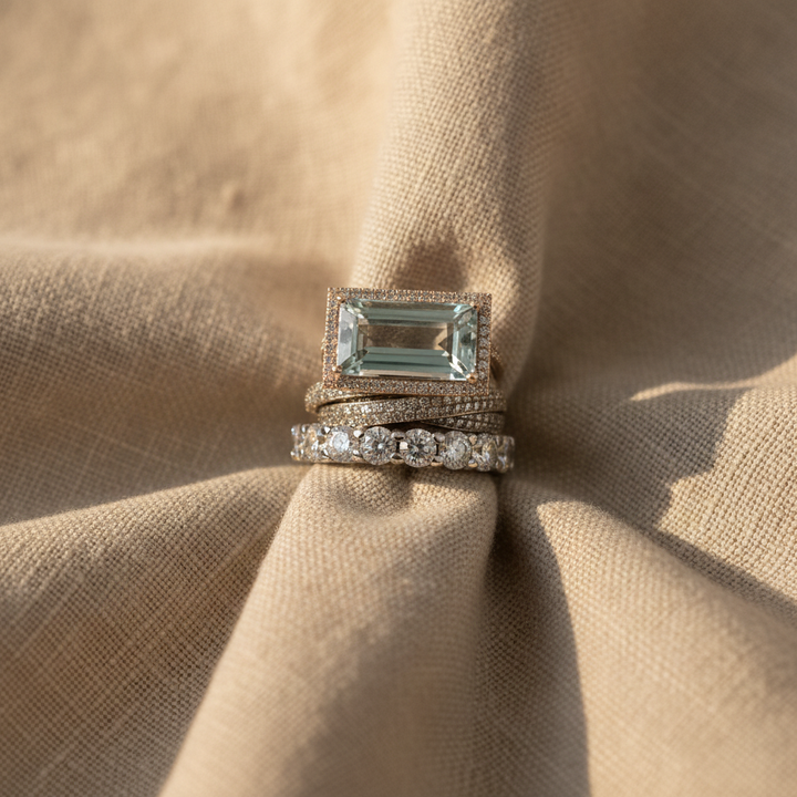 Lorenza Set of 3 Art Deco Aquamarine Rings