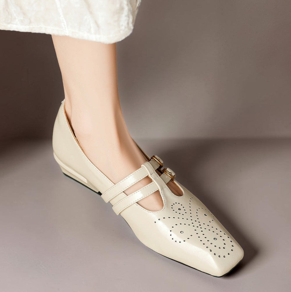DELACROIX | Pauline Double-Strap Leather Mary Janes
