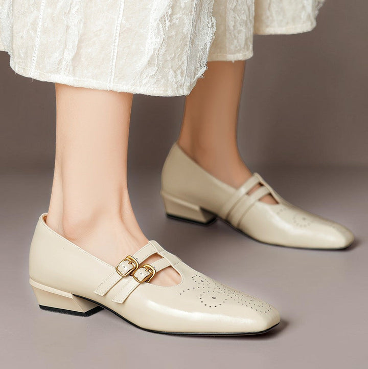 DELACROIX | Pauline Double-Strap Leather Mary Janes