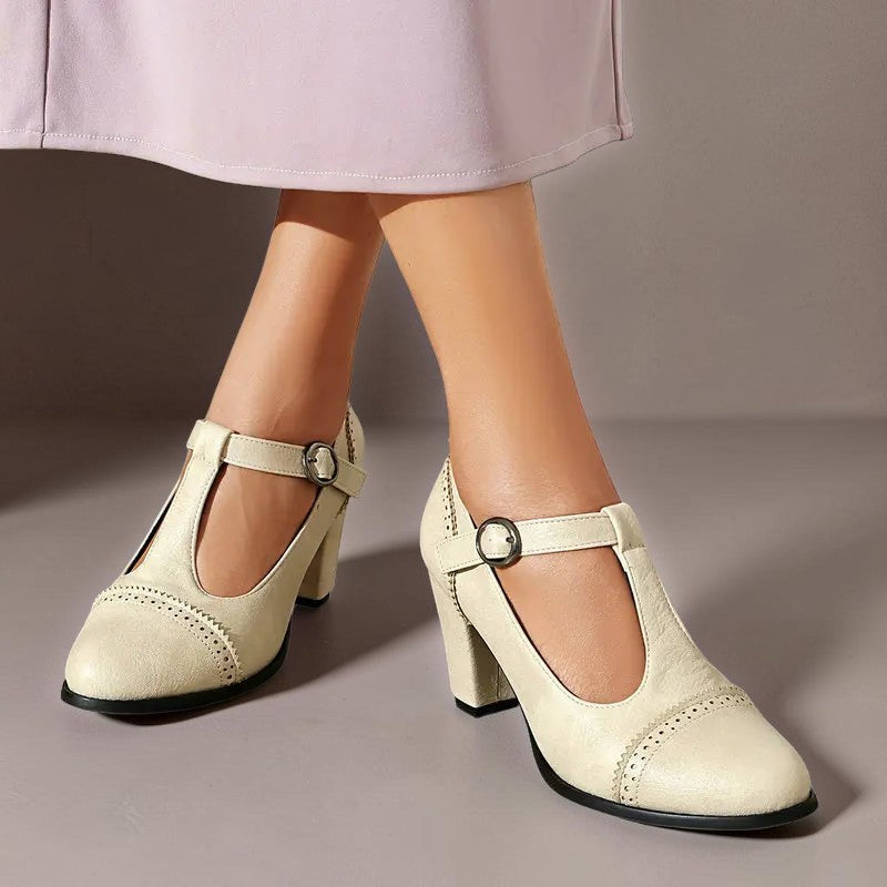 DELACROIX | Sandrine Perforated Strap Heels