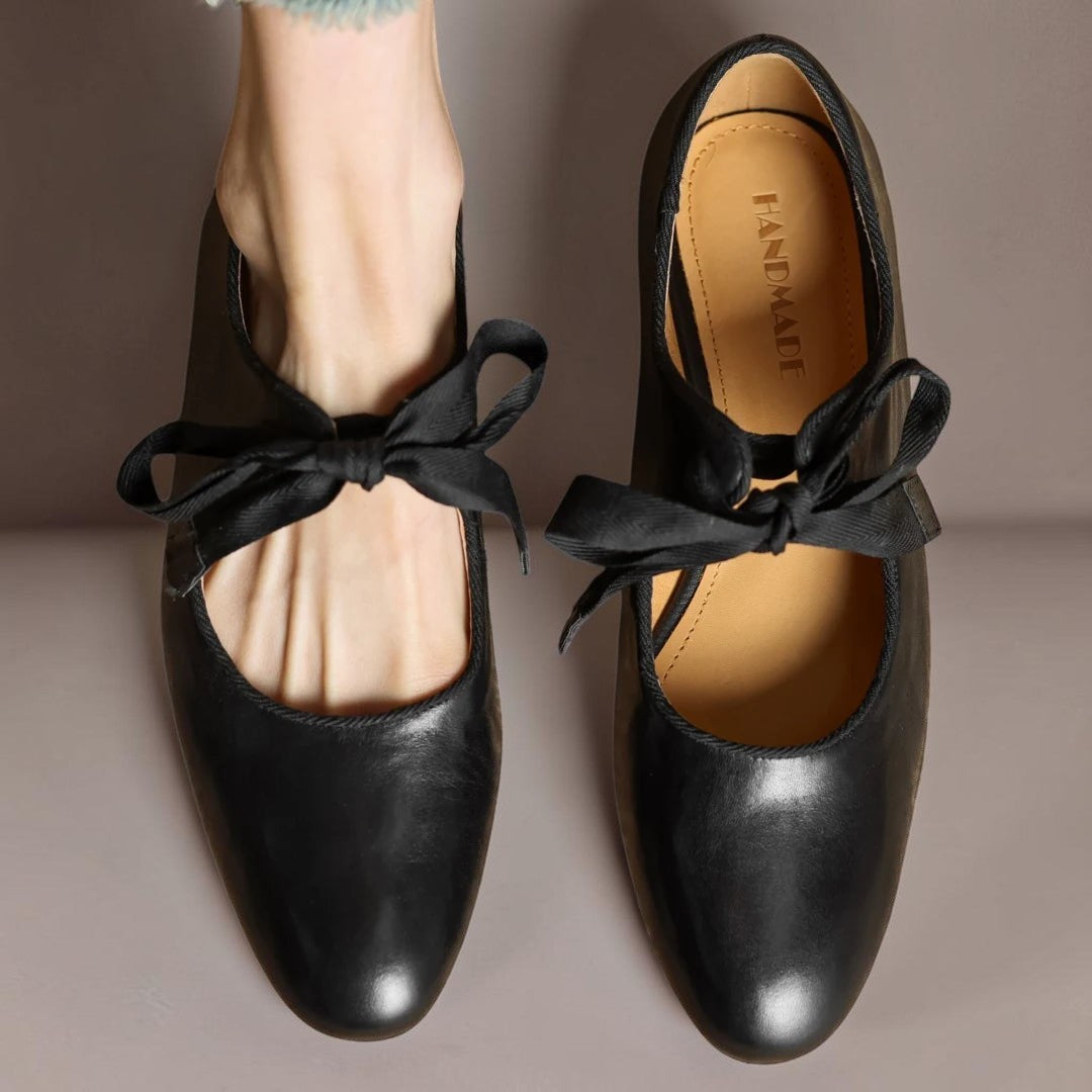 DELACROIX | Sophie Leather Bow Ballerinas