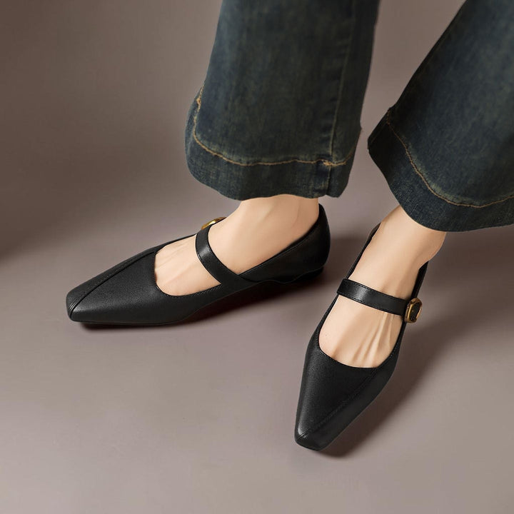 DELACROIX | Catherine Gold-Buckle Mary Janes