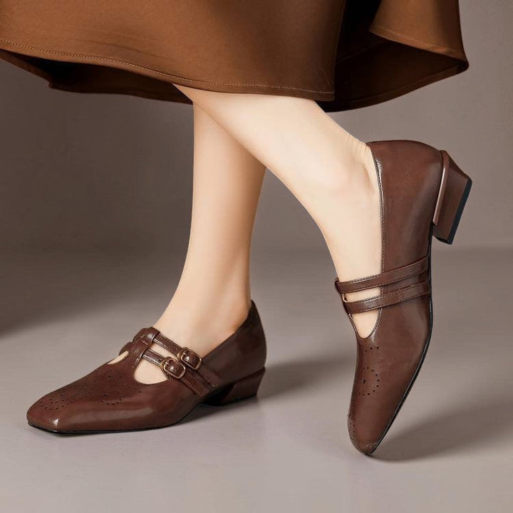 DELACROIX | Pauline Double-Strap Leather Mary Janes