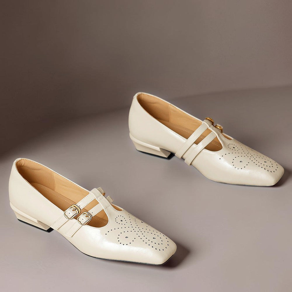 DELACROIX | Pauline Double-Strap Leather Mary Janes