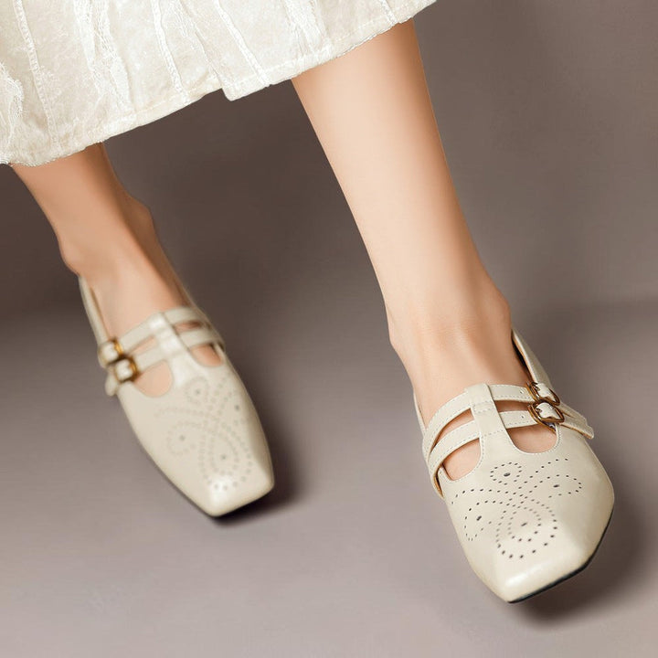 DELACROIX | Pauline Double-Strap Leather Mary Janes