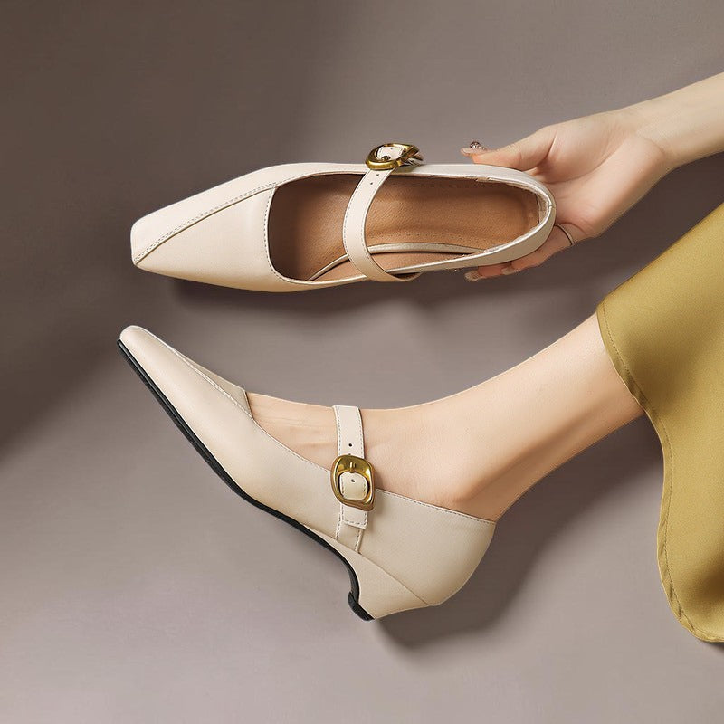DELACROIX | Catherine Gold-Buckle Mary Janes