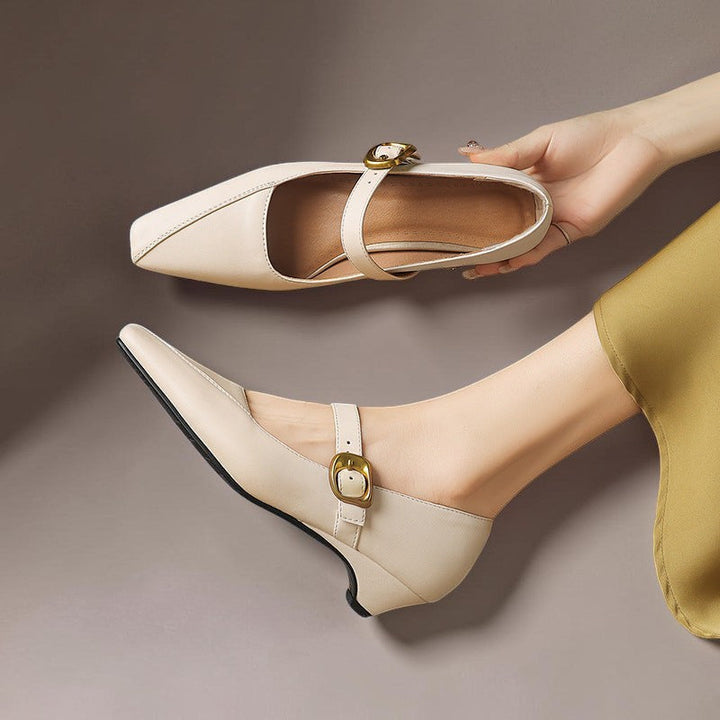 DELACROIX | Catherine Gold-Buckle Mary Janes