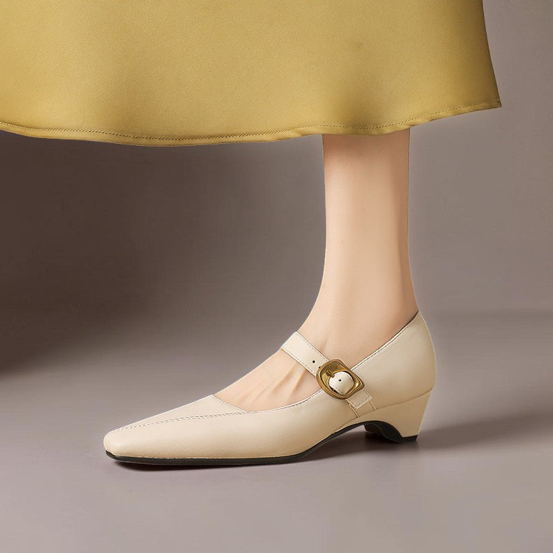 DELACROIX | Catherine Gold-Buckle Mary Janes