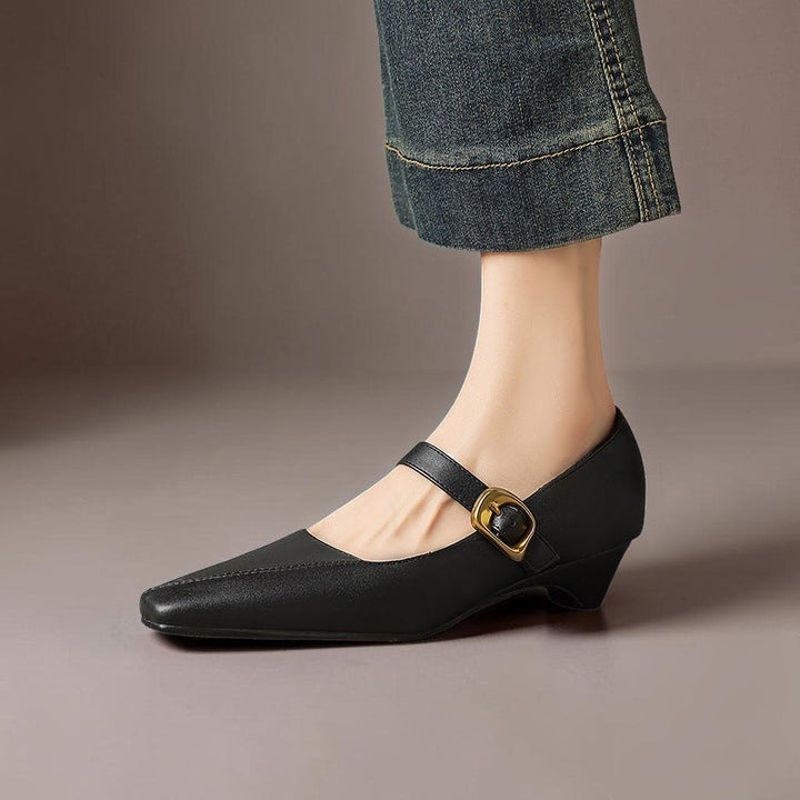 DELACROIX | Catherine Gold-Buckle Mary Janes