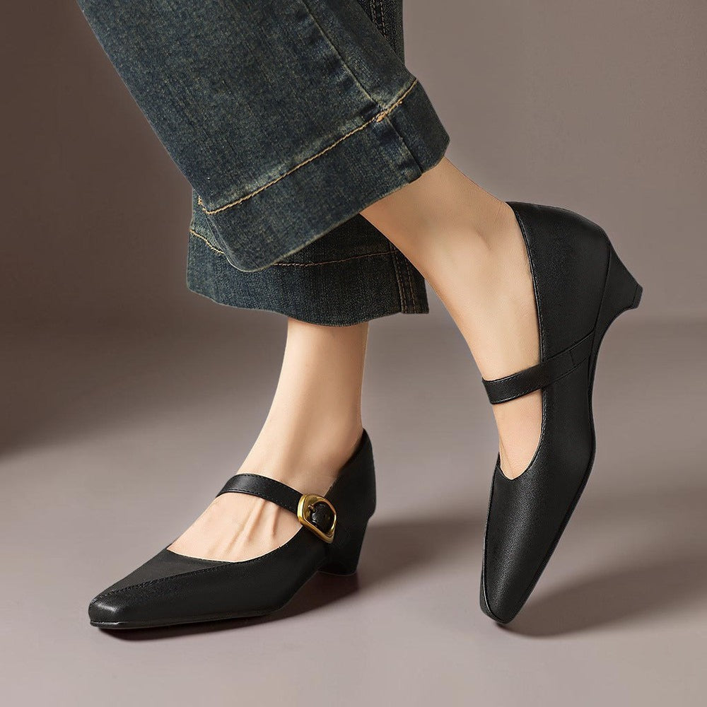 DELACROIX | Catherine Gold-Buckle Mary Janes