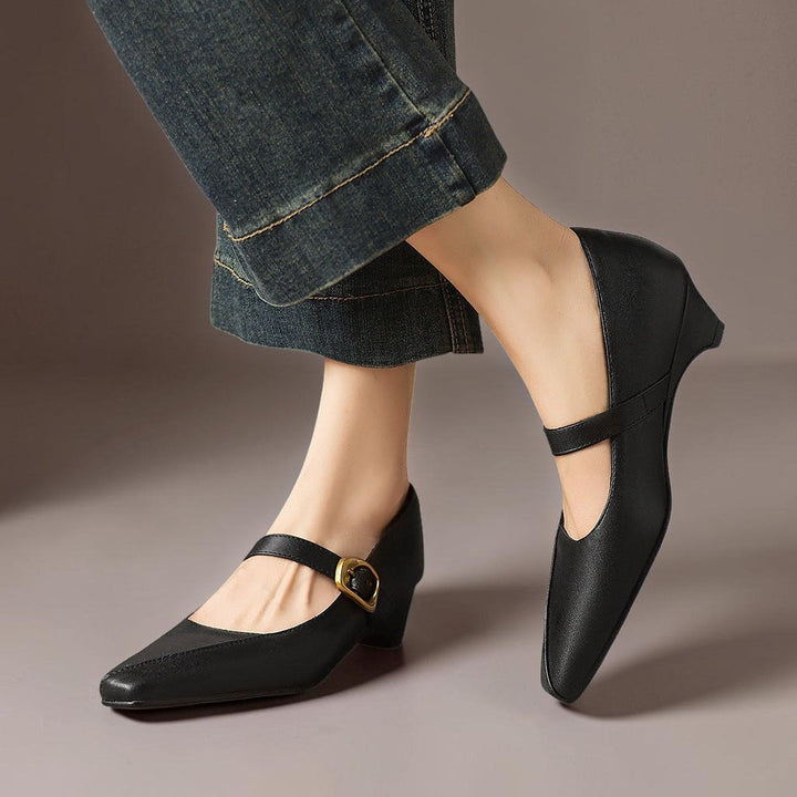DELACROIX | Catherine Gold-Buckle Mary Janes