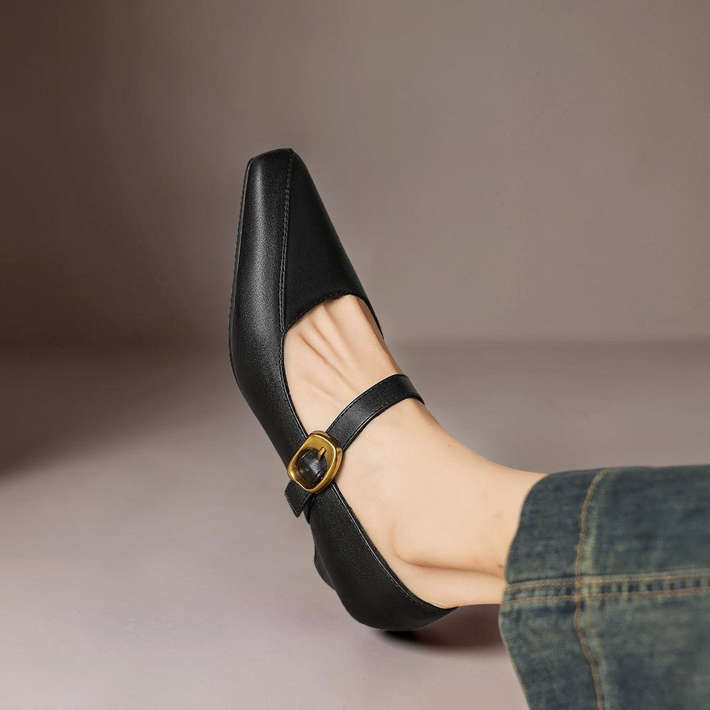 DELACROIX | Catherine Gold-Buckle Mary Janes