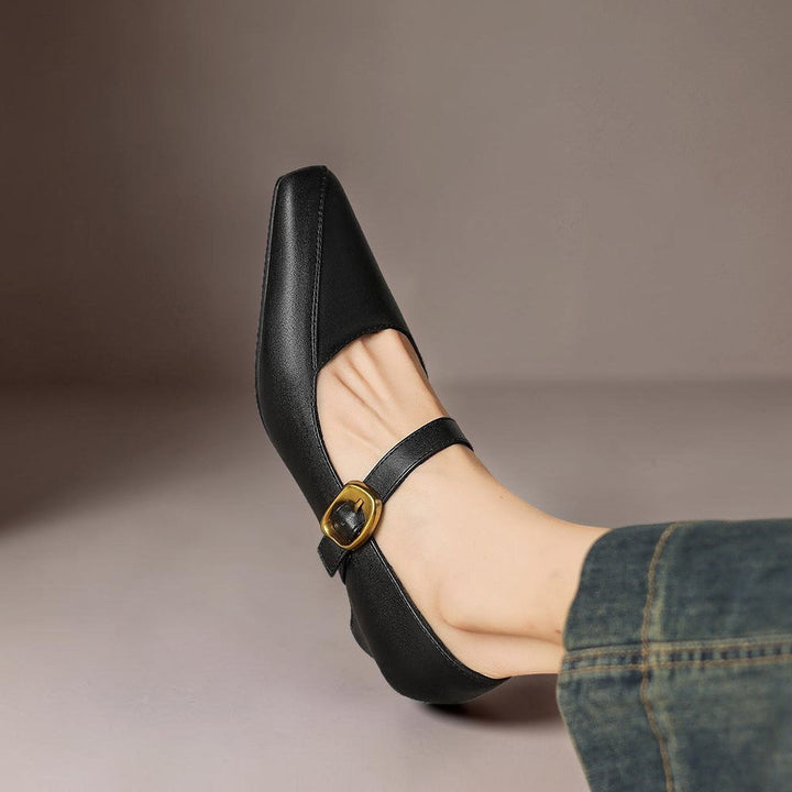 DELACROIX | Catherine Gold-Buckle Mary Janes