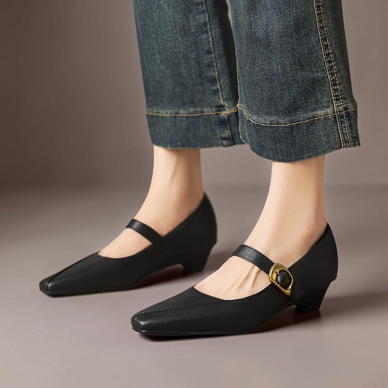 DELACROIX | Catherine Gold-Buckle Mary Janes