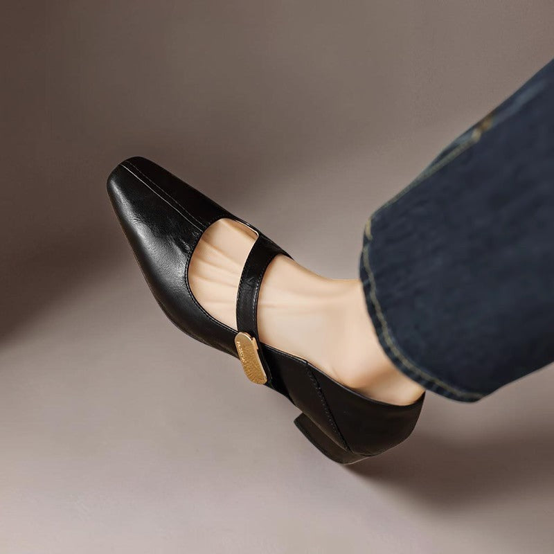 DELACROIX | Juliette Square-Toe Mary Janes with Gold Bit