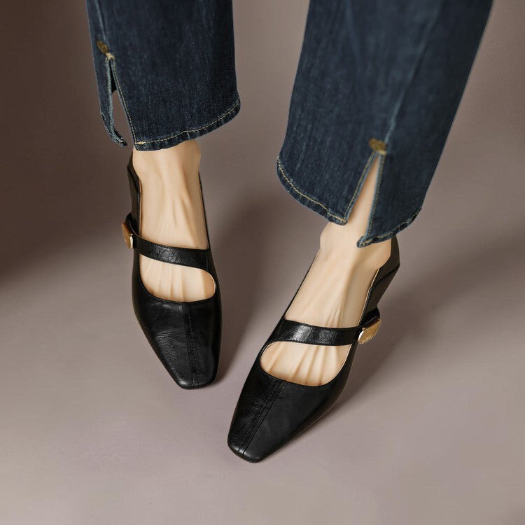 DELACROIX | Juliette Square-Toe Mary Janes with Gold Bit