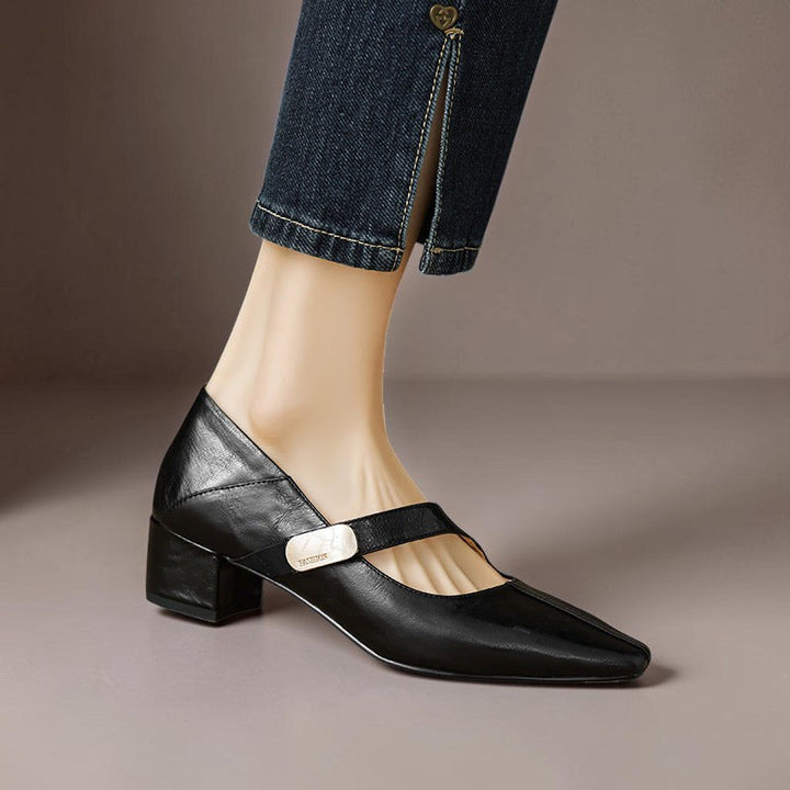 DELACROIX | Juliette Square-Toe Mary Janes with Gold Bit