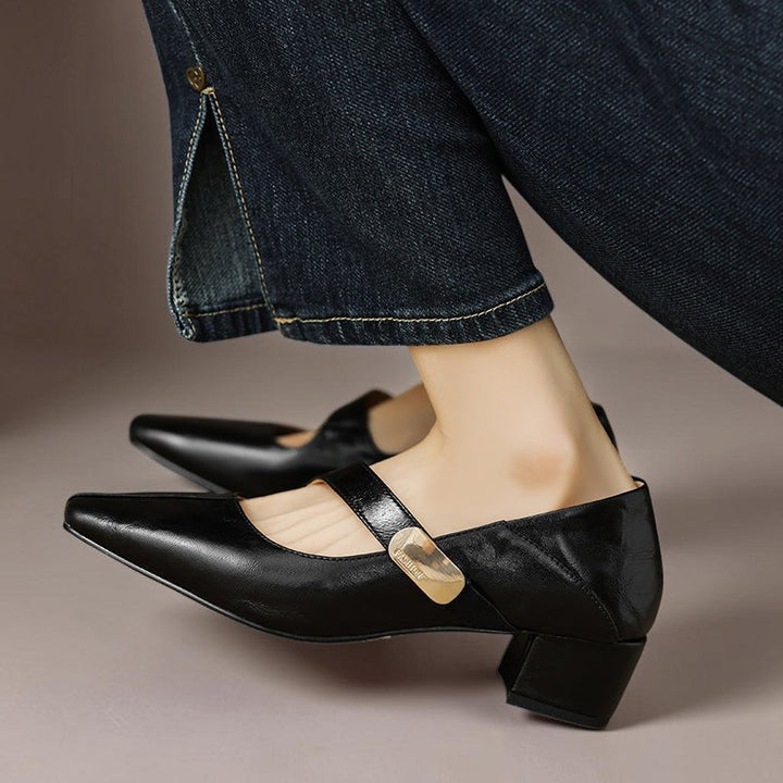 DELACROIX | Juliette Square-Toe Mary Janes with Gold Bit