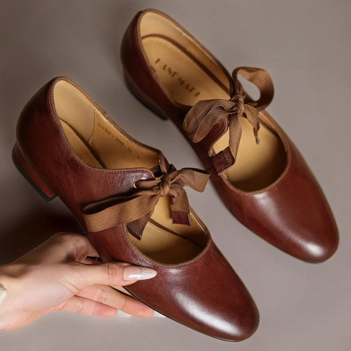 DELACROIX | Sophie Leather Bow Ballerinas