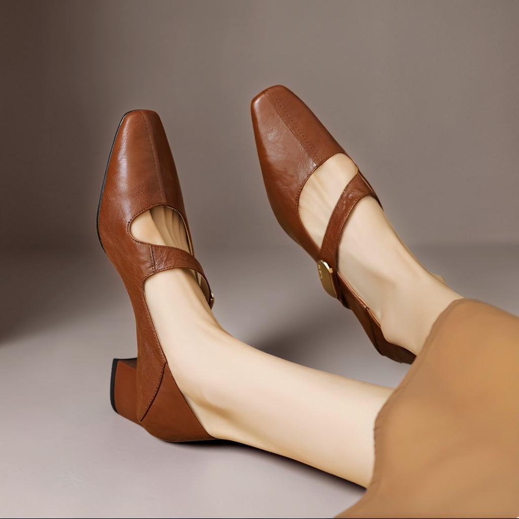 DELACROIX | Juliette Square-Toe Mary Janes with Gold Bit