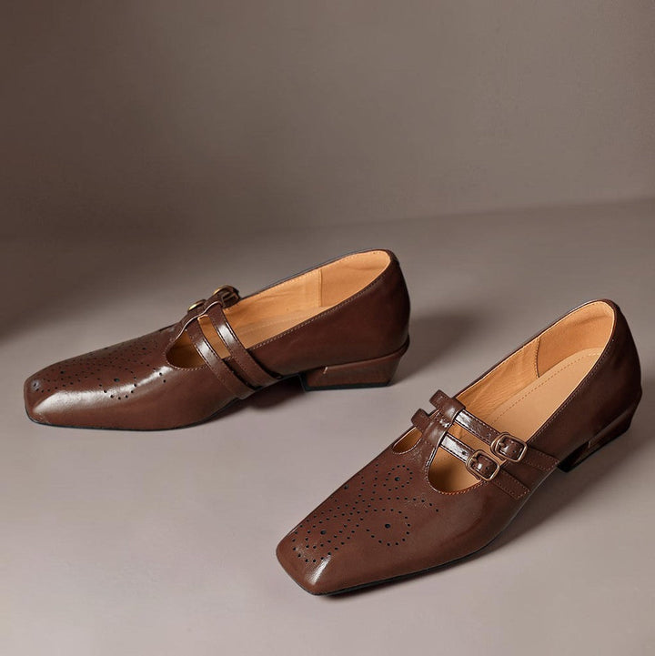 DELACROIX | Pauline Double-Strap Leather Mary Janes