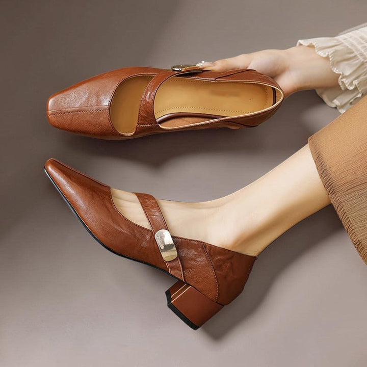 DELACROIX | Juliette Square-Toe Mary Janes with Gold Bit