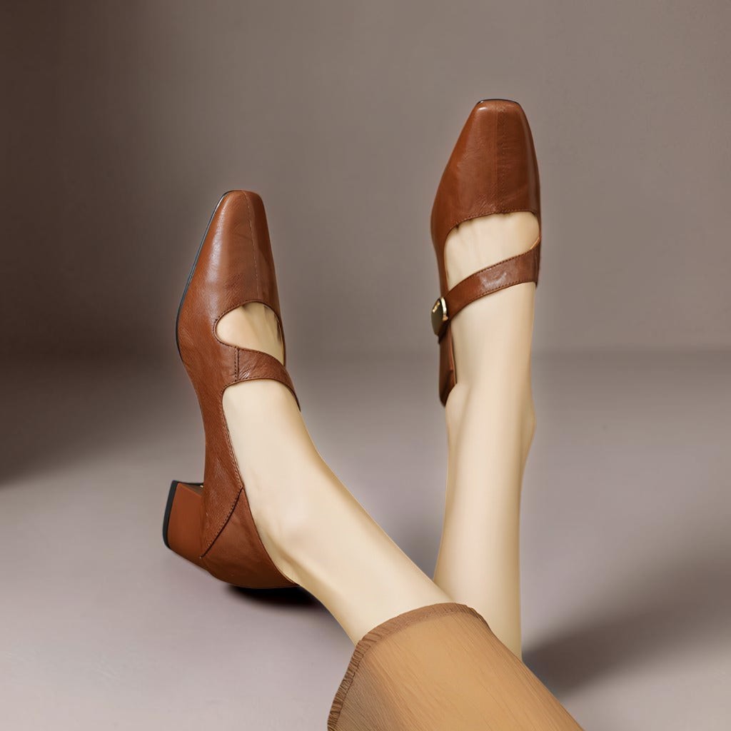 DELACROIX | Juliette Square-Toe Mary Janes with Gold Bit