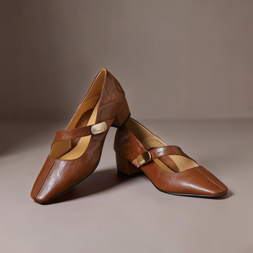 DELACROIX | Juliette Square-Toe Mary Janes with Gold Bit