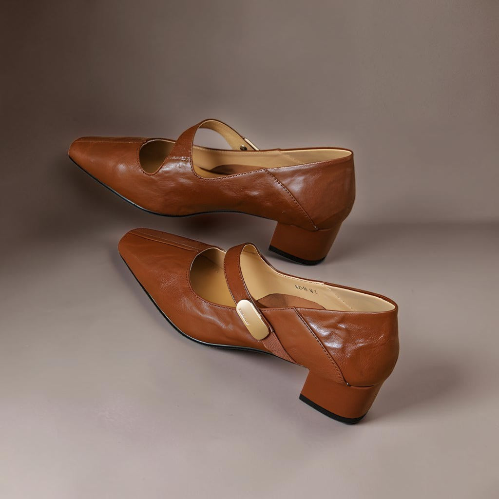 DELACROIX | Juliette Square-Toe Mary Janes with Gold Bit