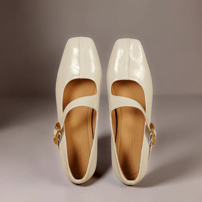DELACROIX | Michèle Square-Toe Leather Mary Janes