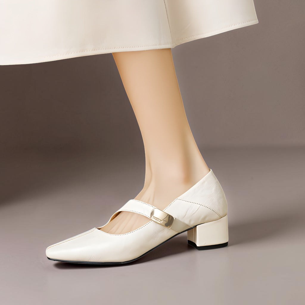 DELACROIX | Juliette Square-Toe Mary Janes with Gold Bit