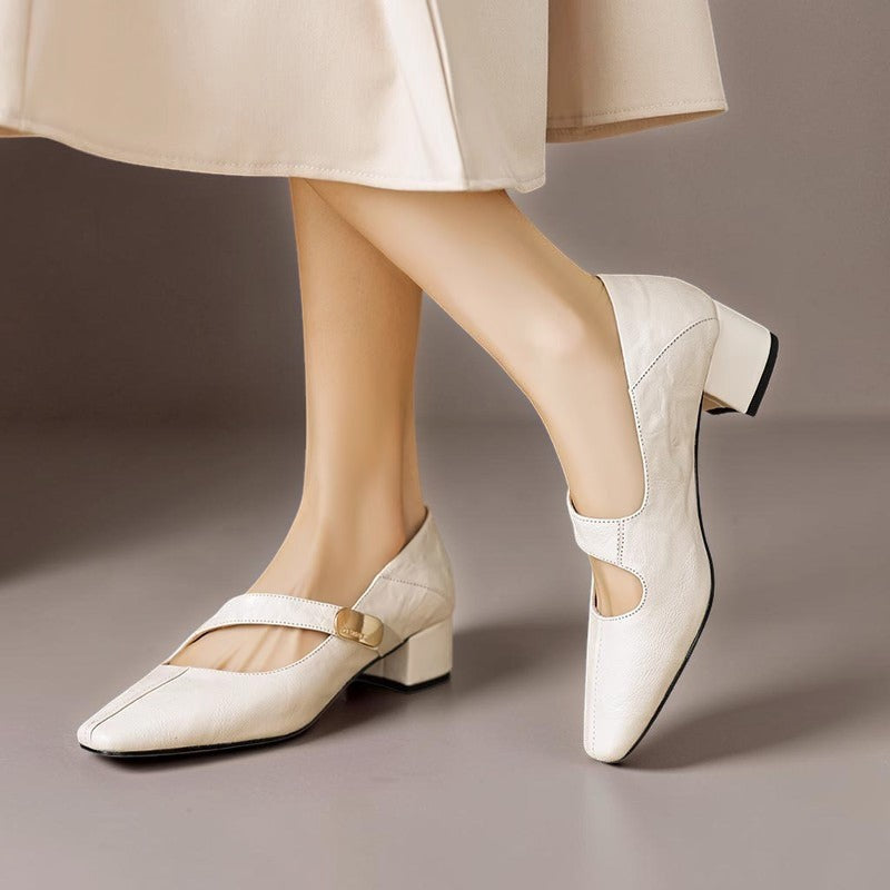 DELACROIX | Juliette Square-Toe Mary Janes with Gold Bit