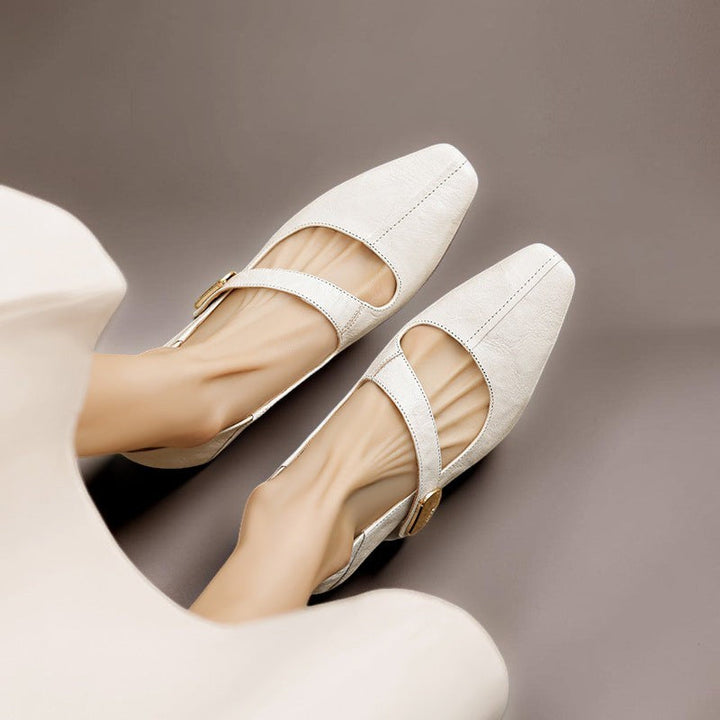 DELACROIX | Juliette Square-Toe Mary Janes with Gold Bit