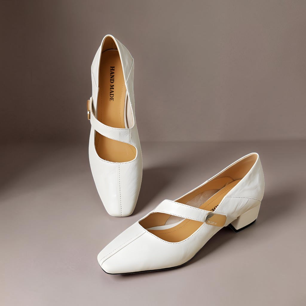 DELACROIX | Juliette Square-Toe Mary Janes with Gold Bit