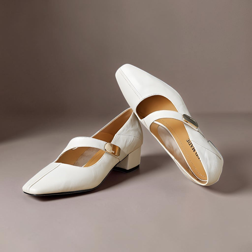 DELACROIX | Juliette Square-Toe Mary Janes with Gold Bit