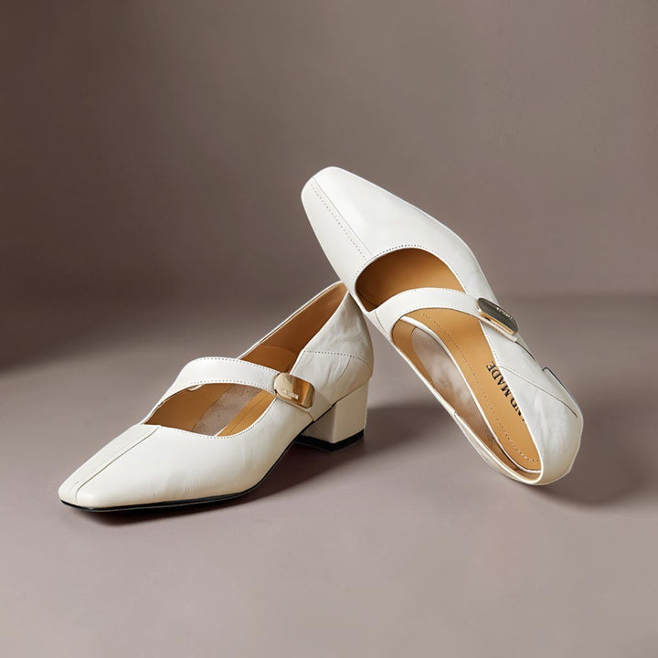 DELACROIX | Juliette Square-Toe Mary Janes with Gold Bit
