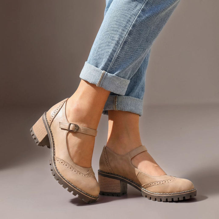Sandrine Block-Heel Brogue Mary Janes