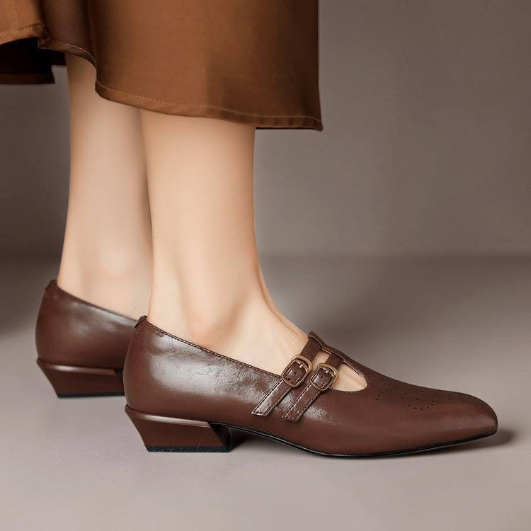 DELACROIX | Pauline Double-Strap Leather Mary Janes