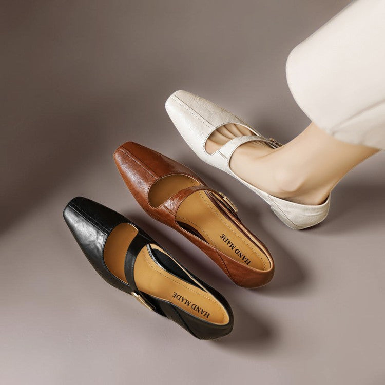 DELACROIX | Juliette Square-Toe Mary Janes with Gold Bit