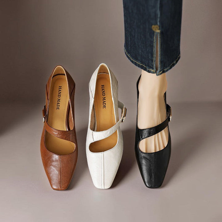 DELACROIX | Juliette Square-Toe Mary Janes with Gold Bit