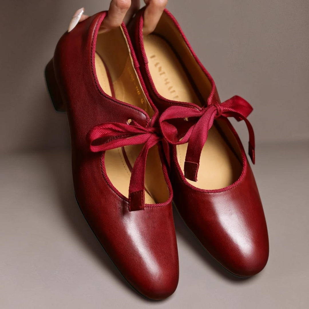 DELACROIX | Sophie Leather Bow Ballerinas