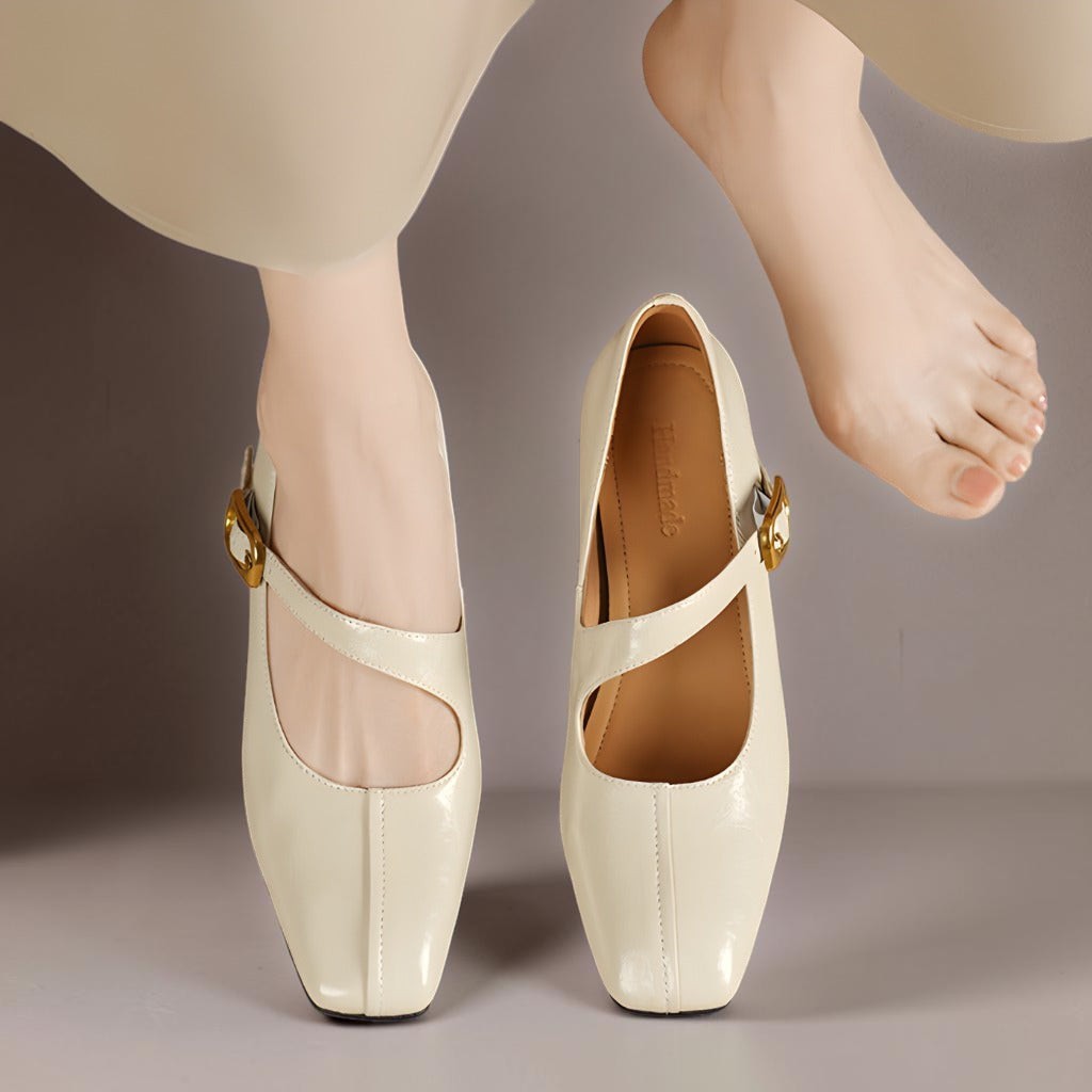 DELACROIX | Michèle Square-Toe Leather Mary Janes