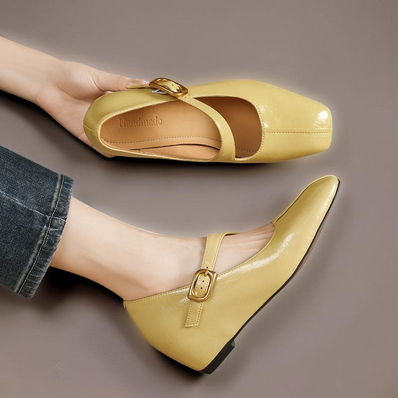DELACROIX | Michèle Square-Toe Leather Mary Janes
