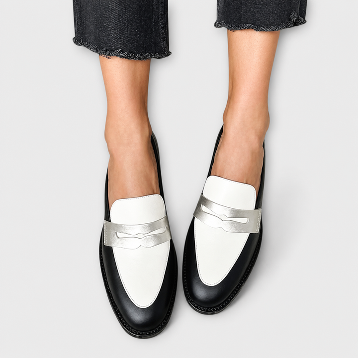 Xara | Black Metallic-Sheen Loafers